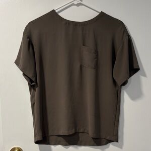 Sleek Olive Green Button-Detail Blouse